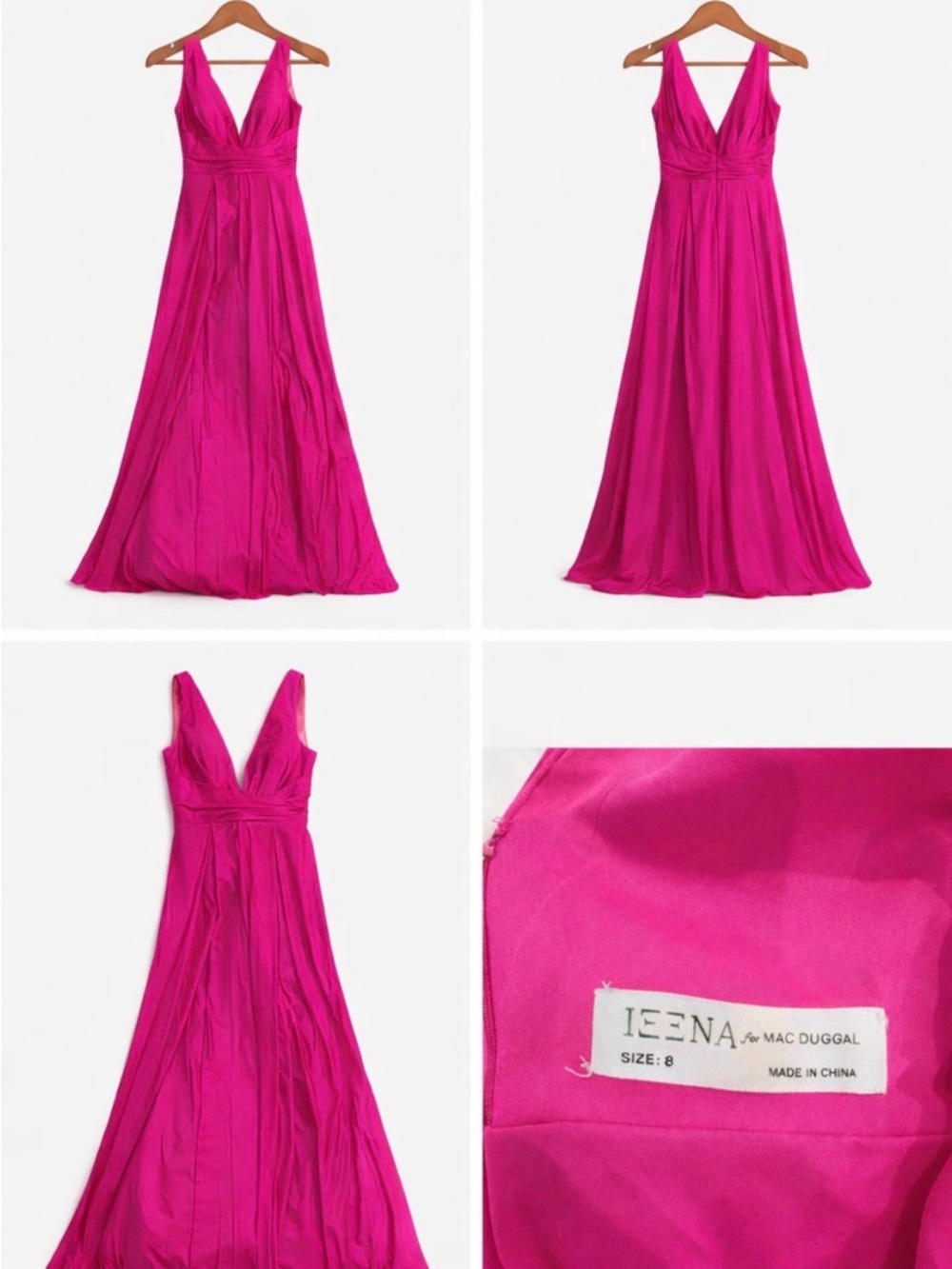 Ieena Mac Duggal Fuchsia Satin Gown Size 8 Formal Prom Dress
